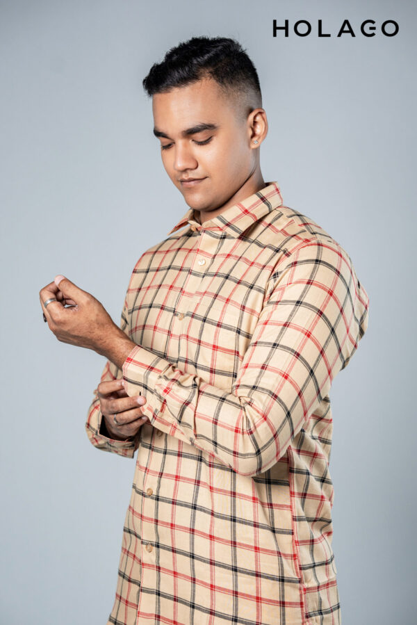 Vintage Cream & Red Checked Shirt
