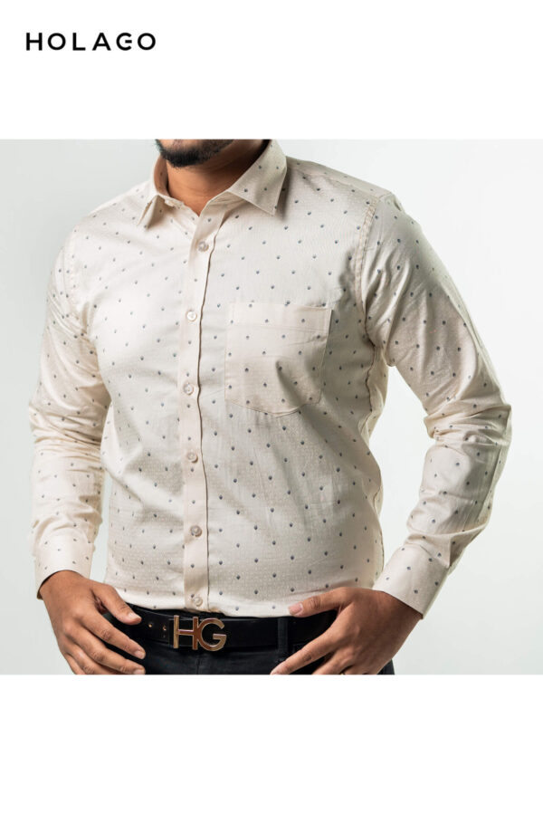 Cream Printed Formal Shirt