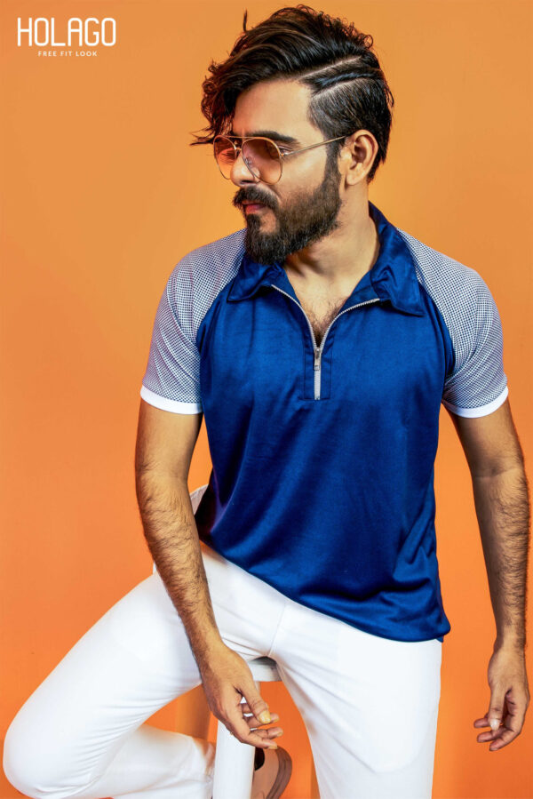 Royal Blue Zipper Polo